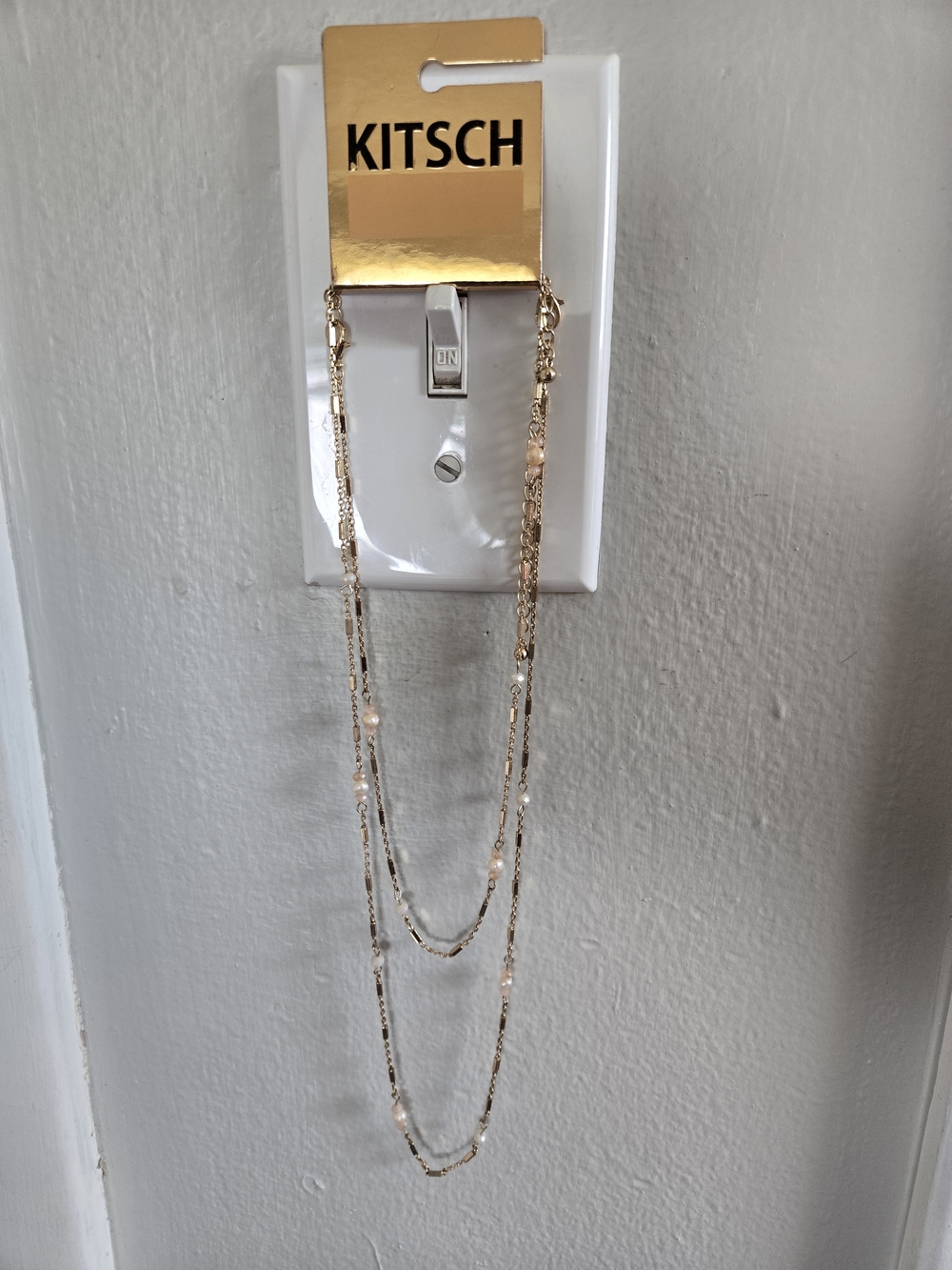 KITSCH Gold Layered Necklace with Pearlescent Accents